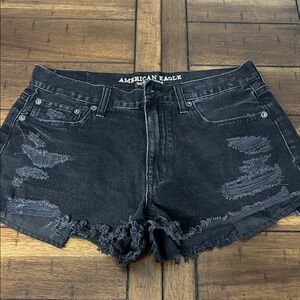 American Eagle Outfitters Black Distressed Jean Shorts
